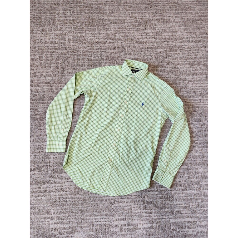 Polo Ralph Lauren Performance Shirt Men Green Check Button Down Long Sleeve Sz S